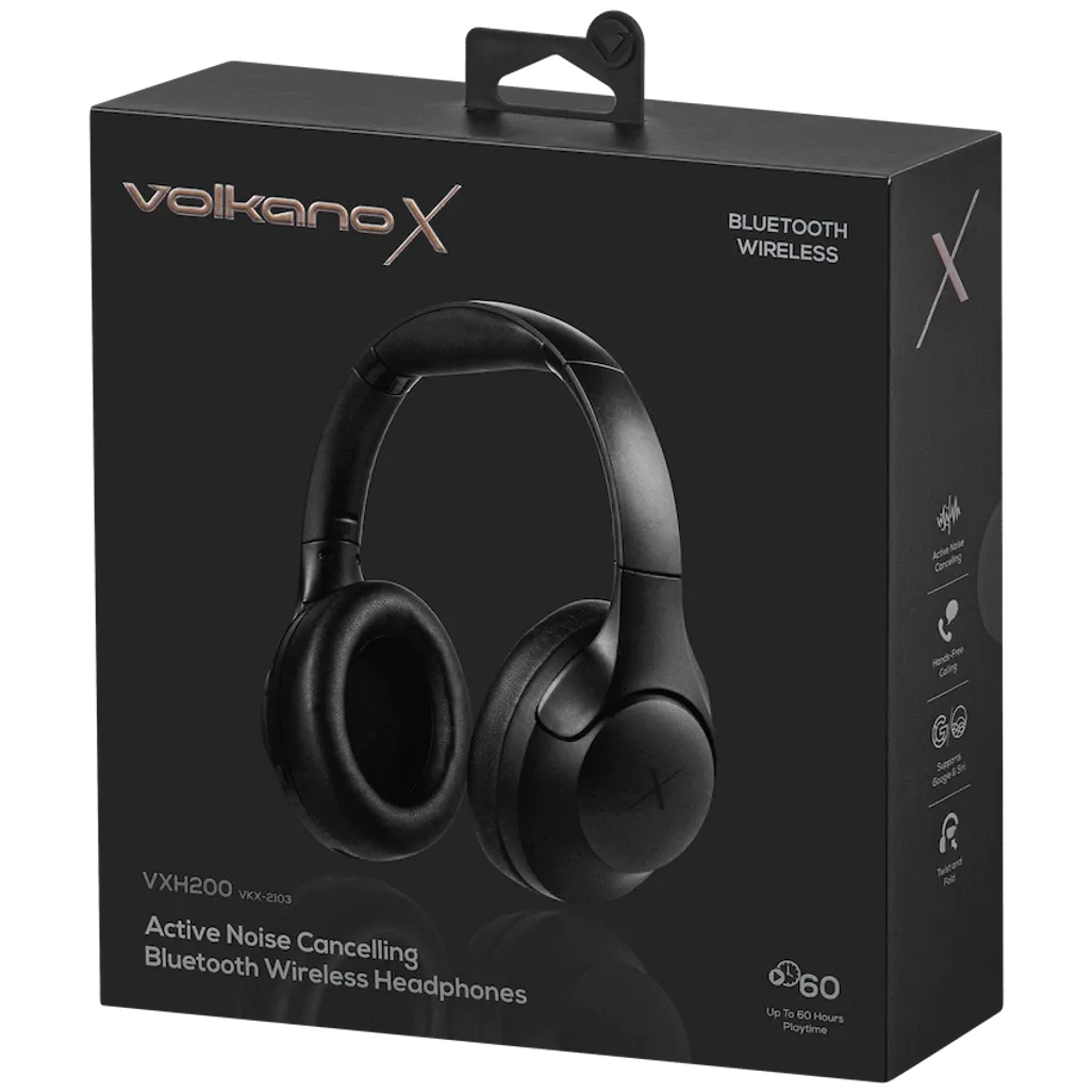 VolkanoX VXH200 Bluetooth Headphones with ANC - Black