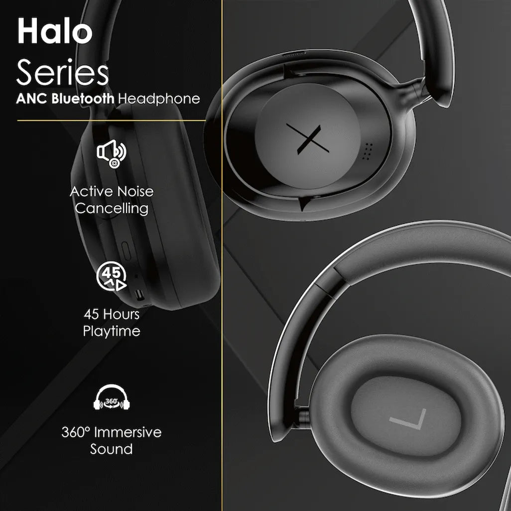 VolkanoX Halo ANC Bluetooth Headphone - Black