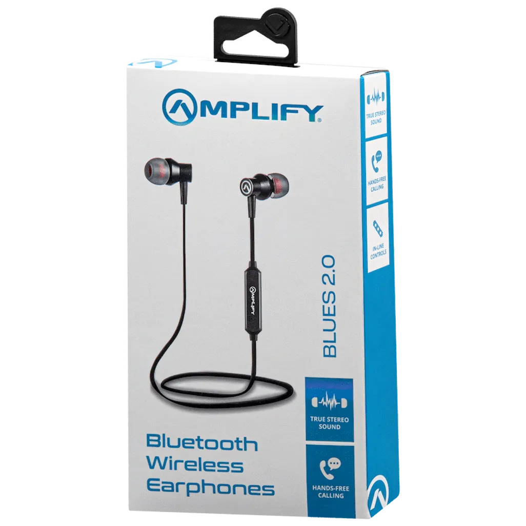 Amplify Blues 2.0 Bluetooth Earphones - Solid Black