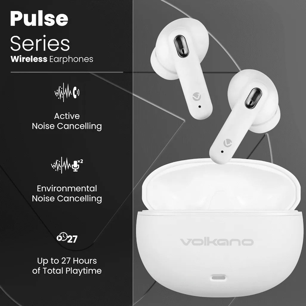Volkano Pulse Series True Wireless Earphones with Charging Case - White