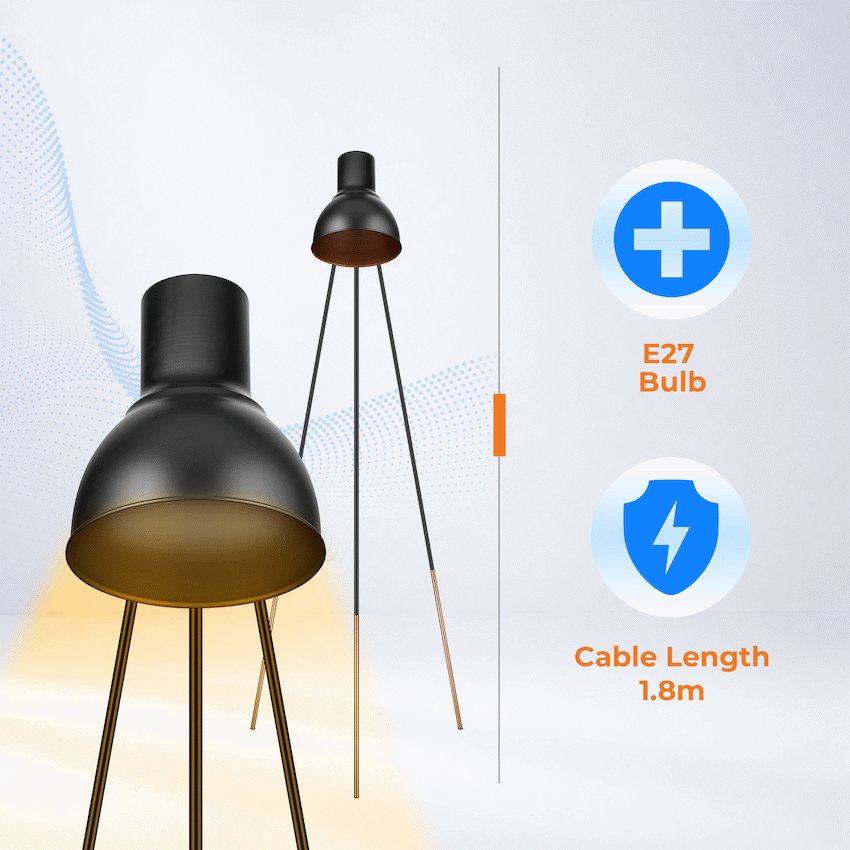Switched Alora Series Metal Floor Lamp - Black