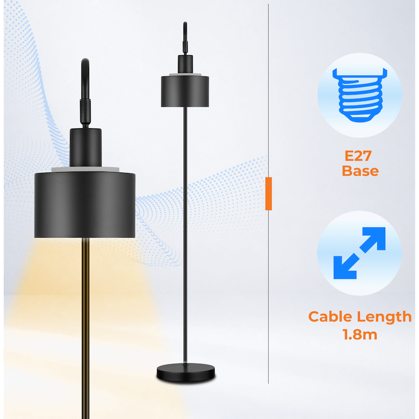 Switched Mira Series Metal Floor Lamp - Black