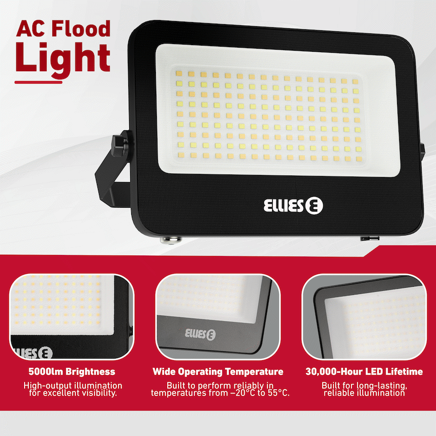 Ellies Quasar Series 50W AC Flood Light  with 3CCT -BK
