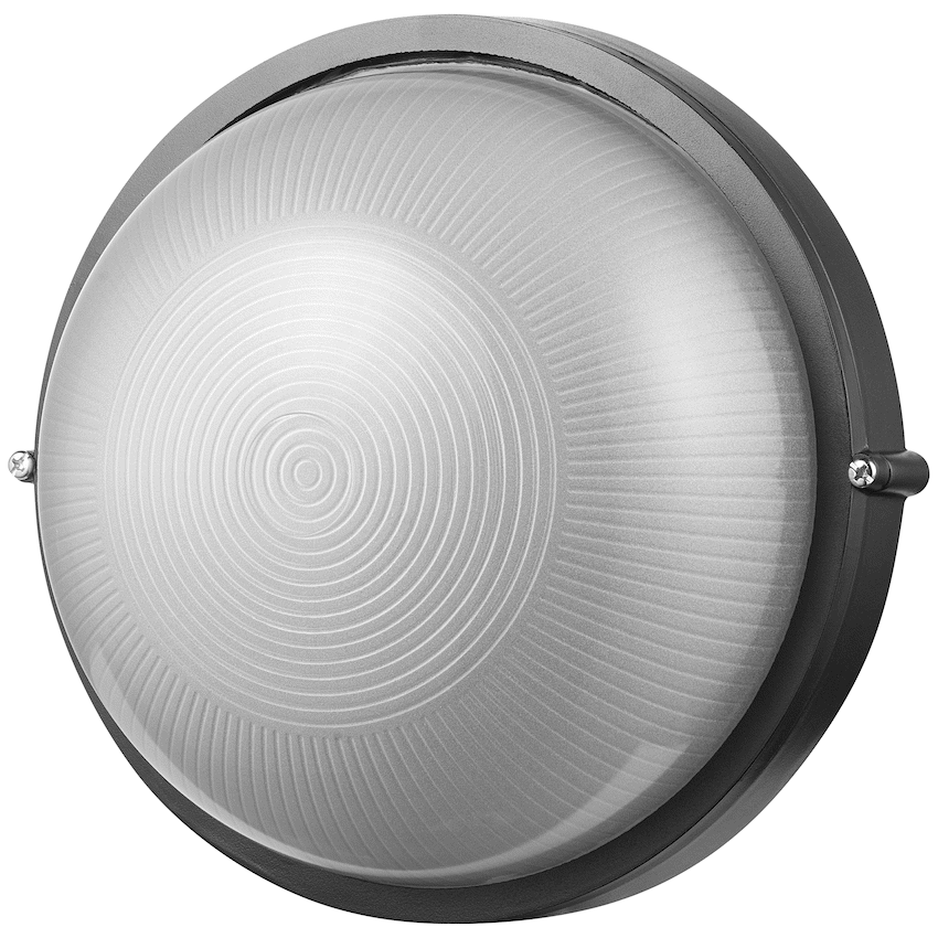 Ellies Illume Series - AC Round Bulkhead - Aluminium + Glass - E27 Base -BK