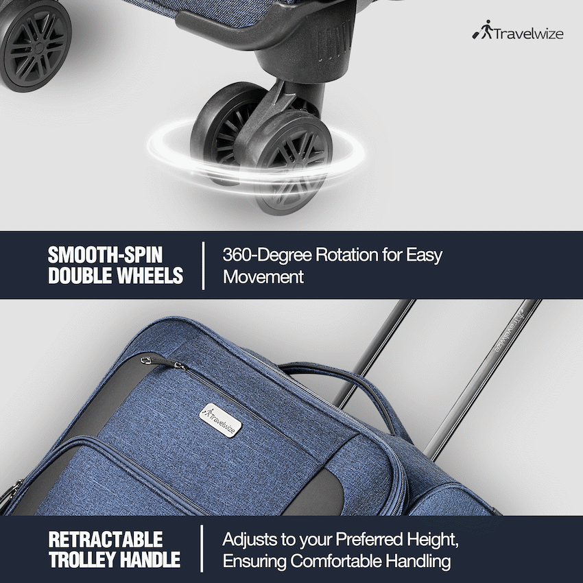 Travelwize Aurora 75cm 4-Wheel Spinner Trolley Case - Navy Melange