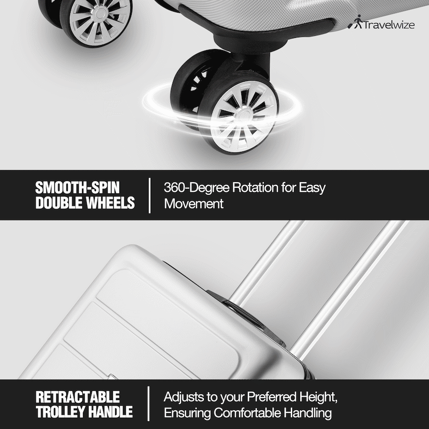 Travelwize Maple ABS 4-Wheels Spinner 4Pc Luggage Set Silver