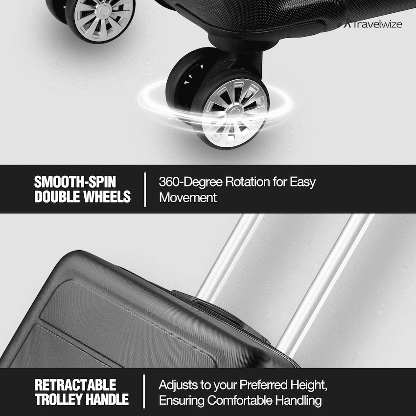 Travelwize Maple ABS 75cm 4-Wheel Spinner Luggage - Black