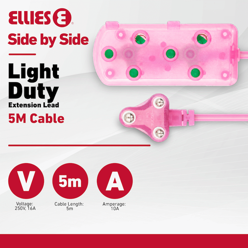 Ellies Side by Side Light Duty Extension Lead-5M - PK