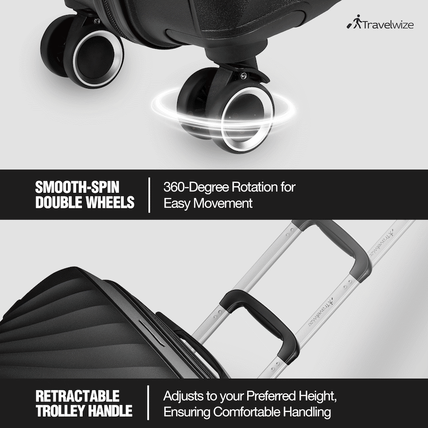 Travelwize Quartz PP 76cm 4-Wheel Spinner Luggage - Black