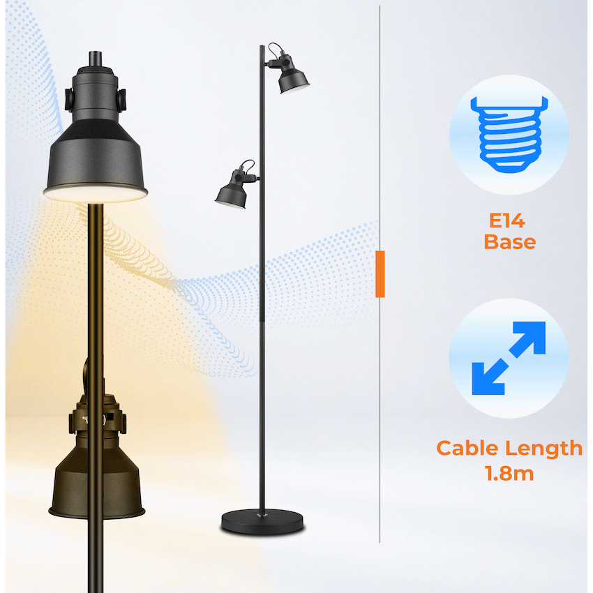 Switched Rosara Series Metal Floor Lamp - Black
