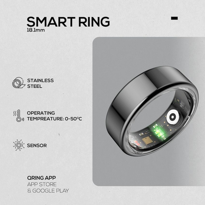 Volkano Ring Series Smart Ring - Black 18.1mm