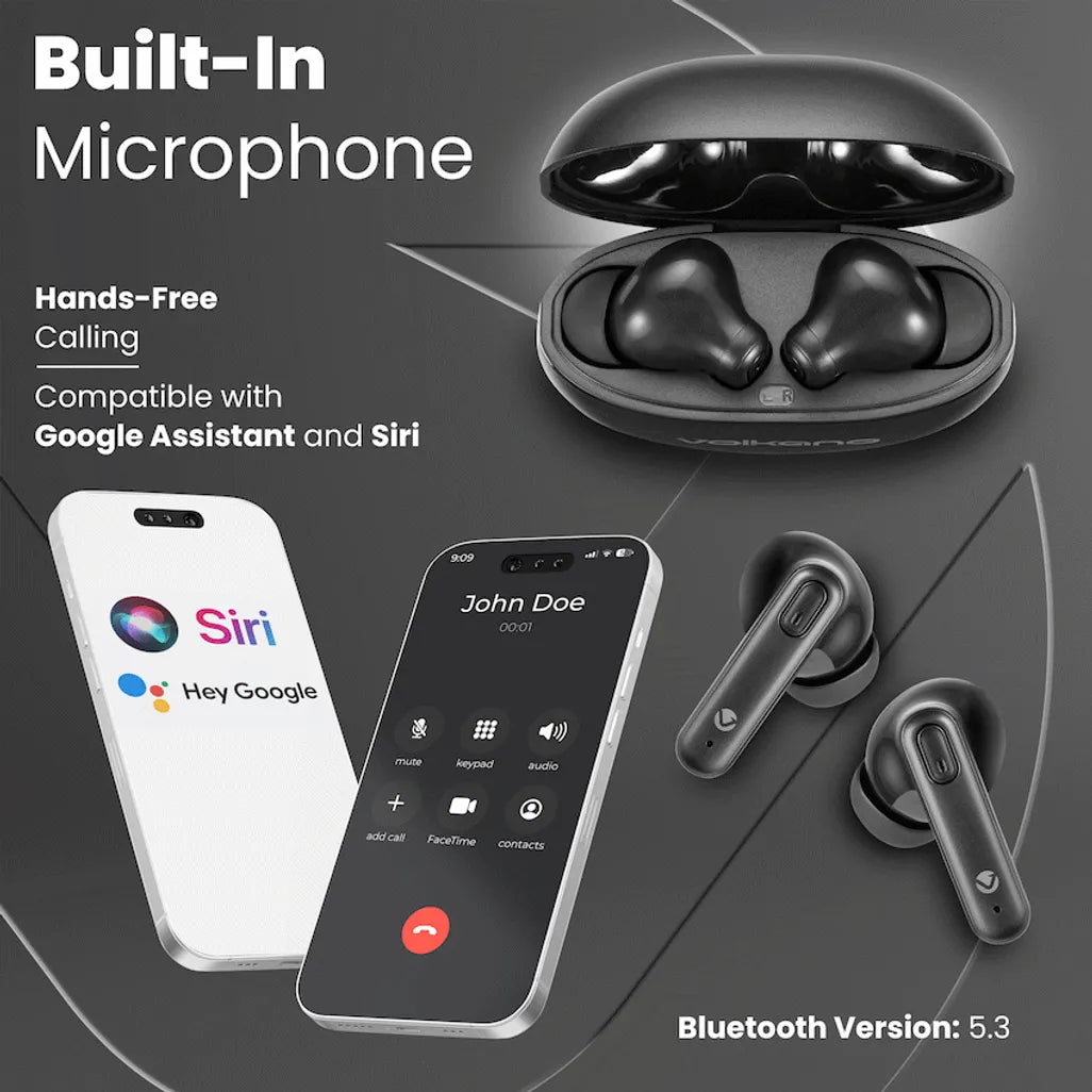 Volkano Pulse Series True Wireless Earphones with Charging Case - Black