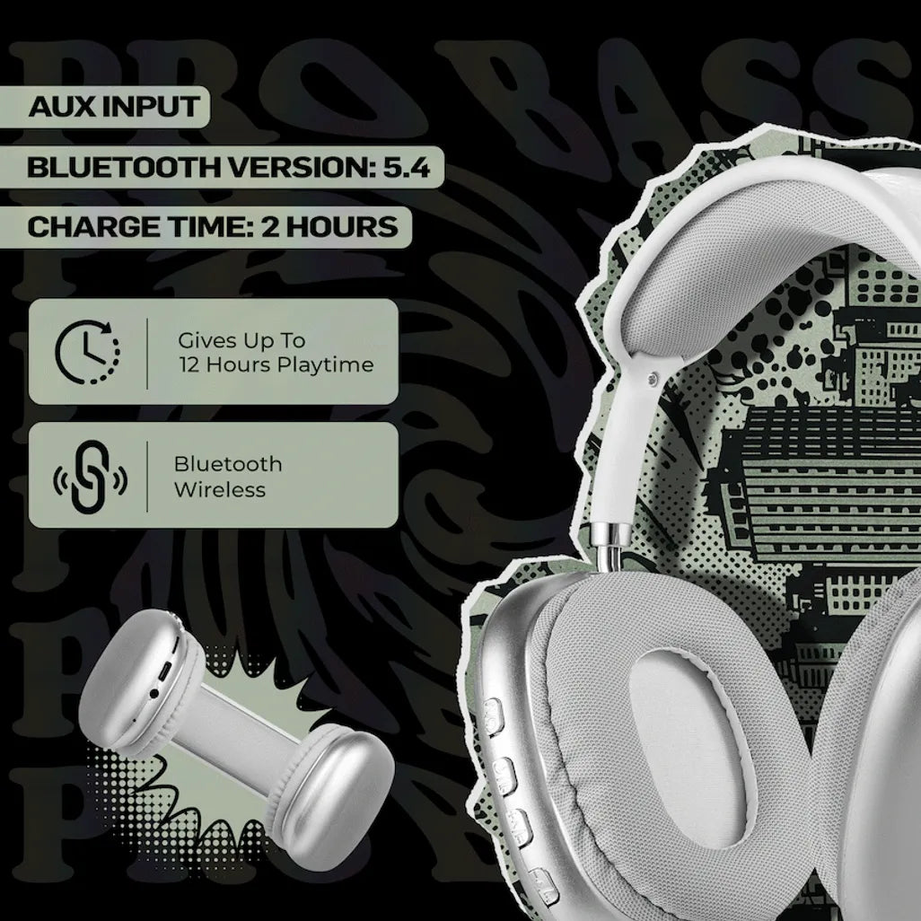 Pro Bass Urban Groove Series Bluetooth Headphones - White