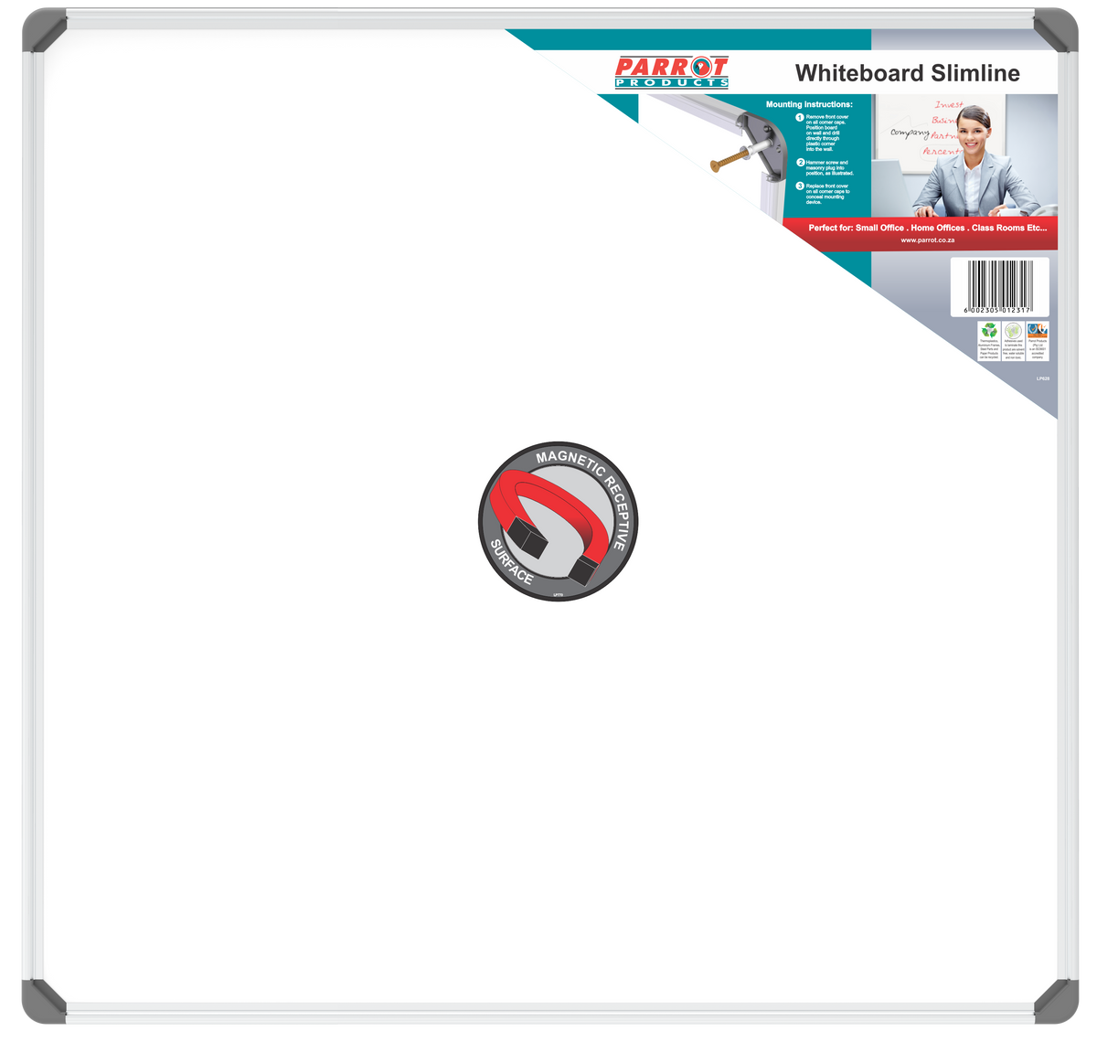 Parrot Products Slimline Magnetic Whiteboard (900*900mm)