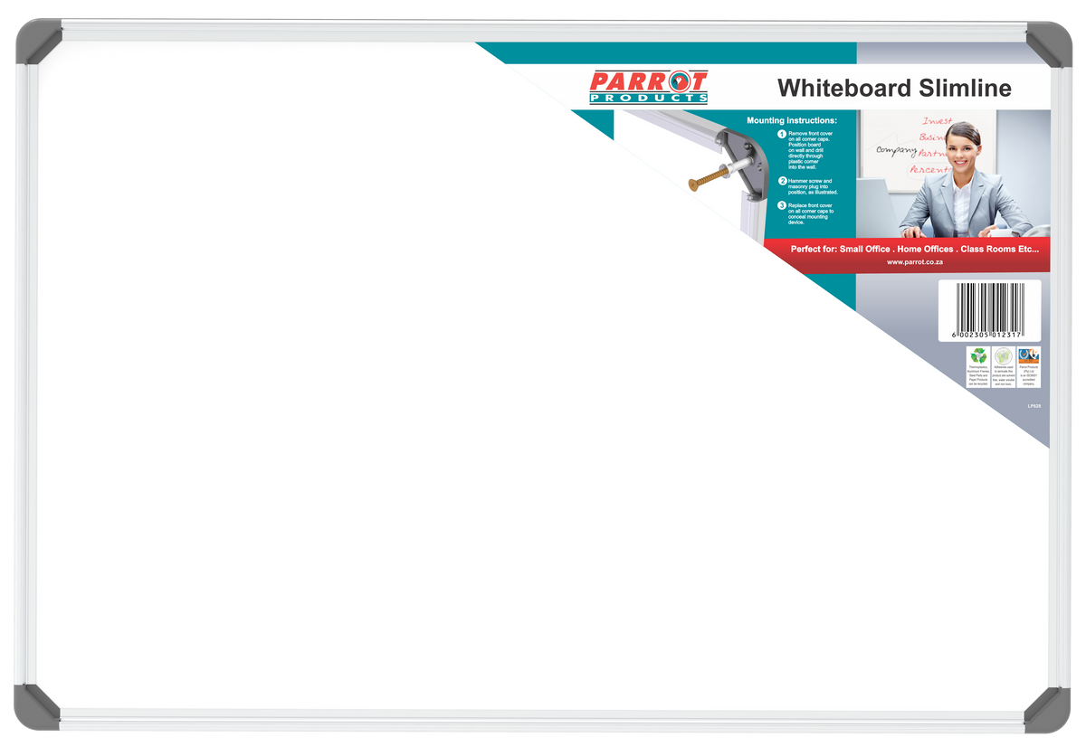Parrot Products Slimline Non-Magnetic Whiteboard (900*600mm)