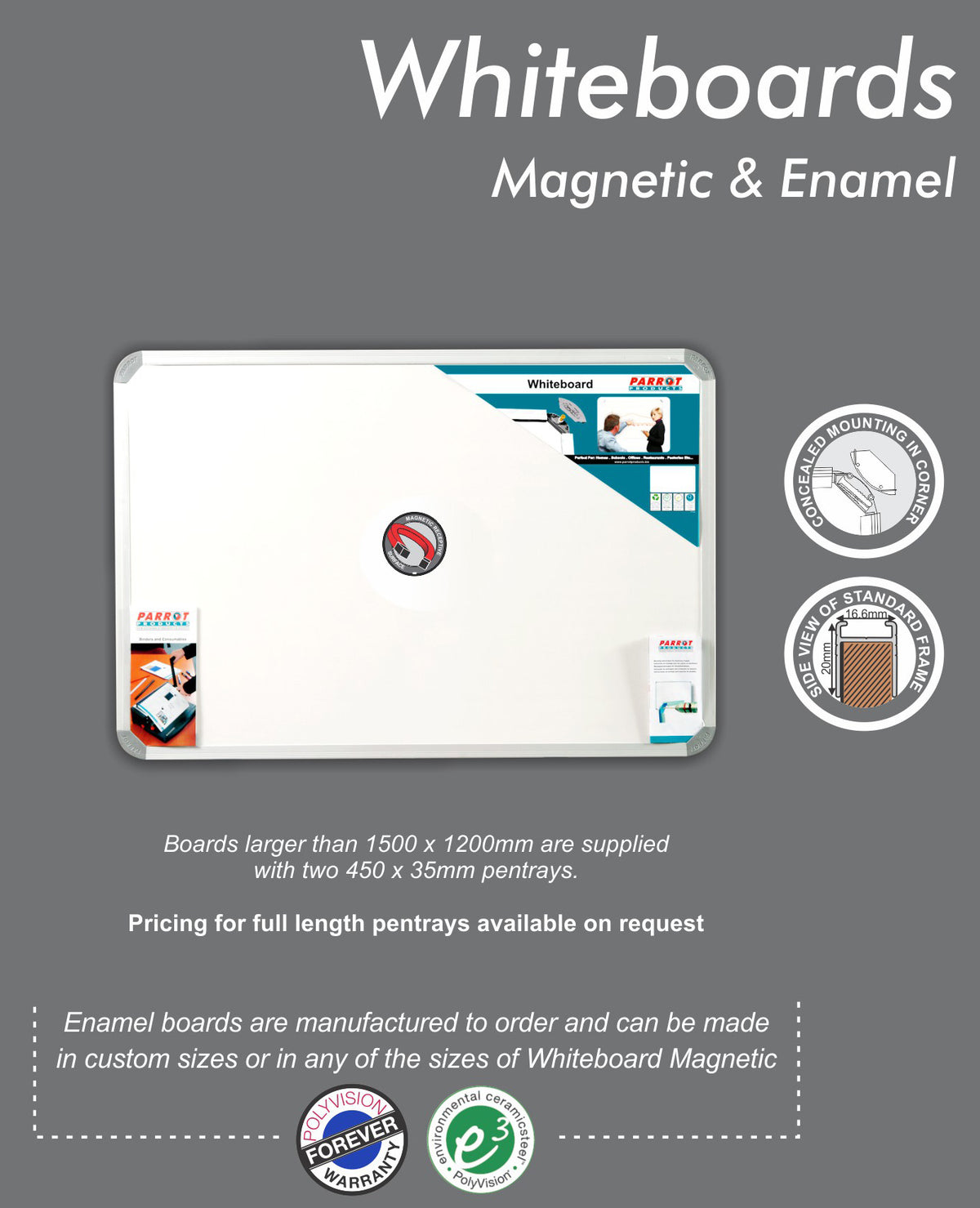 Parrot Products Whiteboard 1000*1000mm (Magnetic)