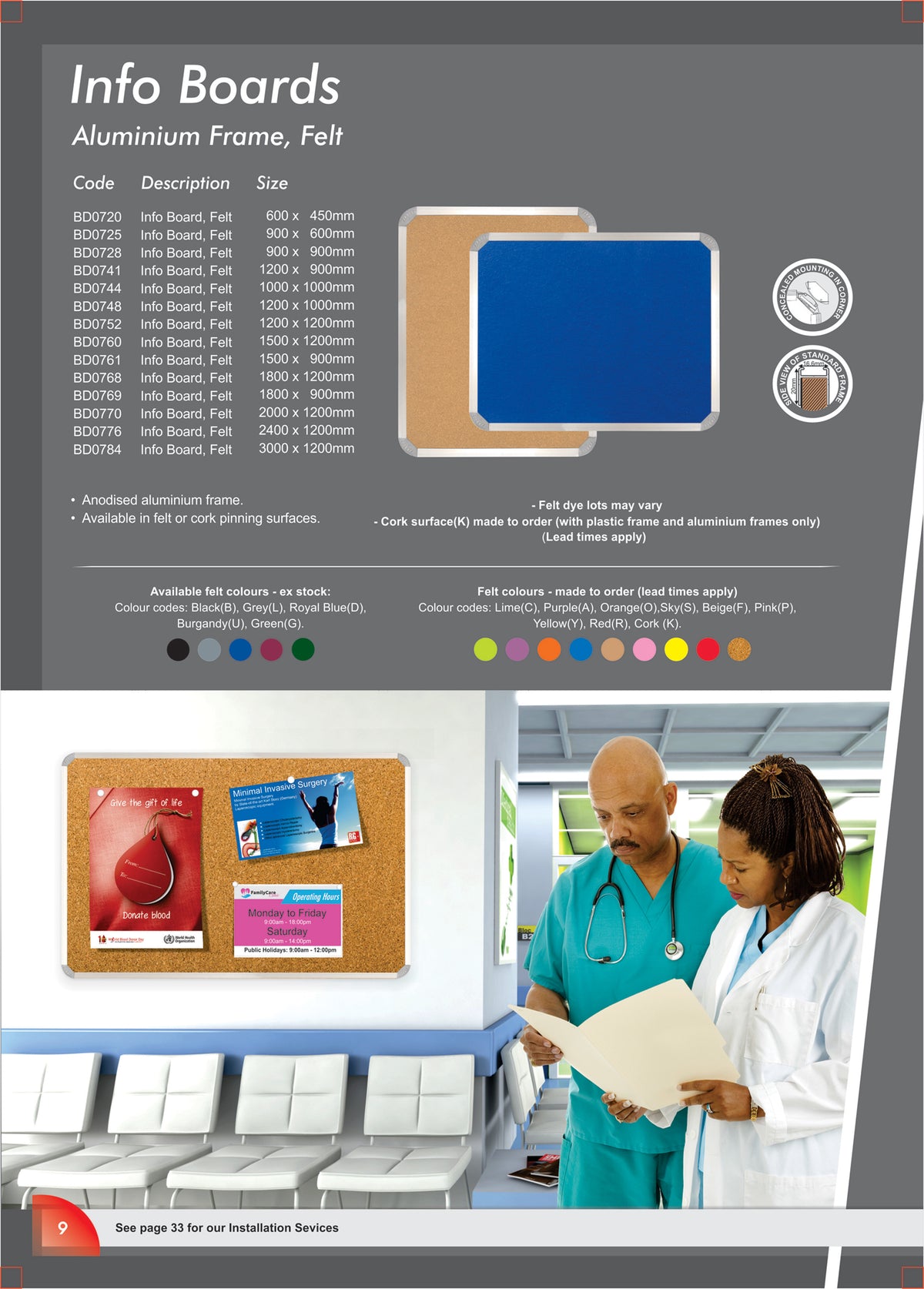 Info Board (Aluminium Frame - 1500*1200mm - Burgandy)