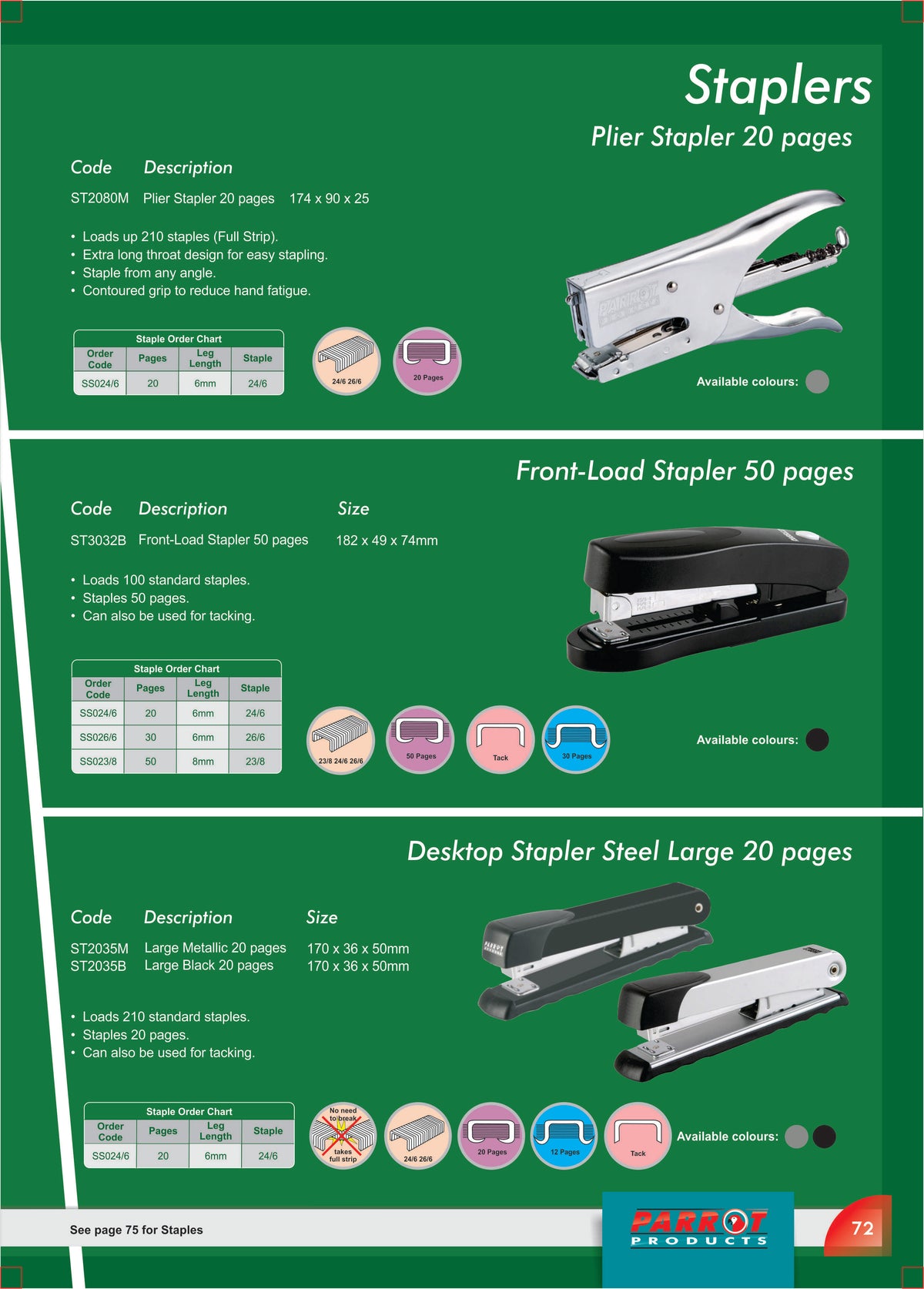 Front Load Stapler 105*(23 - 24 - 26/6 And 8) Black 50 Pages