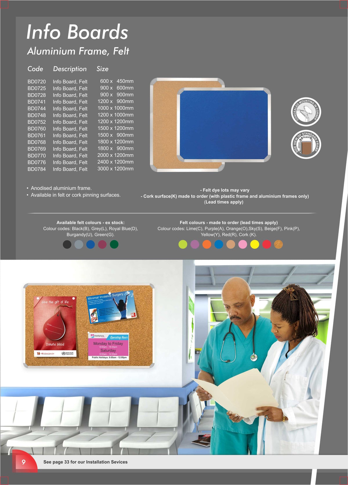 Info Board (Aluminium Frame - 1200*900mm - Cork)