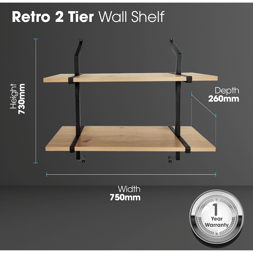 Everfurn Retro 2 Tier Wall Shelf