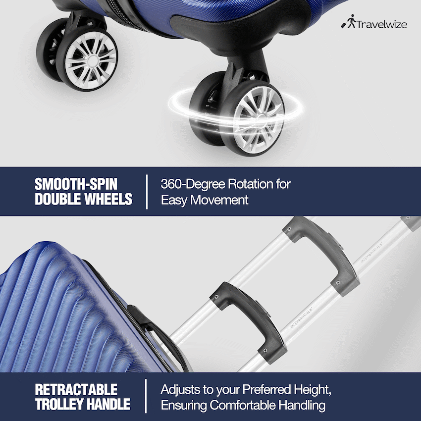 Travelwize Astra ABS 55cm 4-Wheel Spinner Luggage - Navy