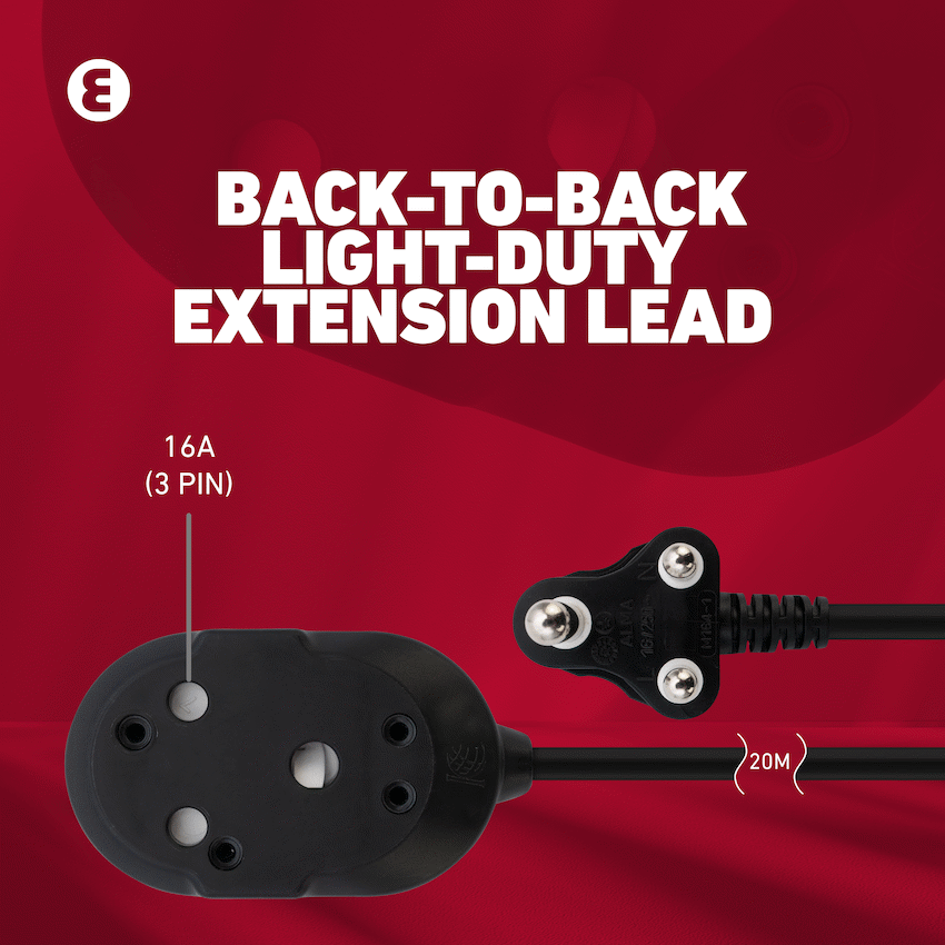 Ellies Back to Back Heavy Duty Extension Lead-10M