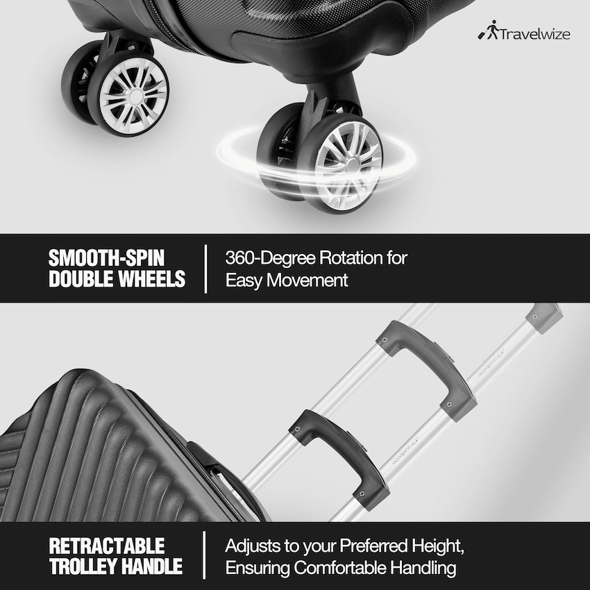 Travelwize Astra ABS 77cm 4-Wheel Spinner Luggage - Black