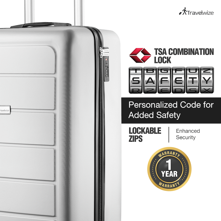 Travelwize Maple ABS 4-Wheels Spinner 4Pc Luggage Set Silver