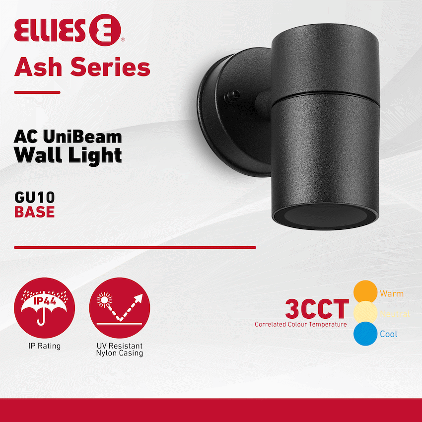 Ellies Ash Series AC UniBeam wall light - Nylon Carbon Fiber - GU10 Base - BK