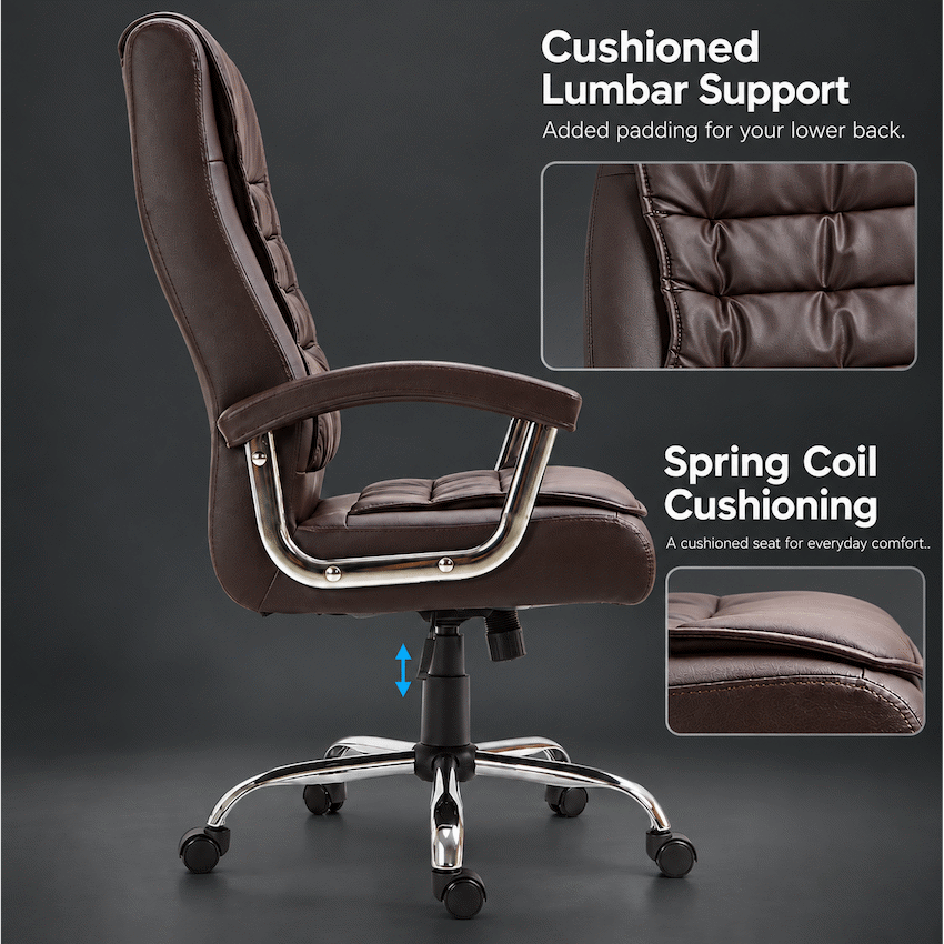Everfurn Louis High Back Office Chair - Coffee