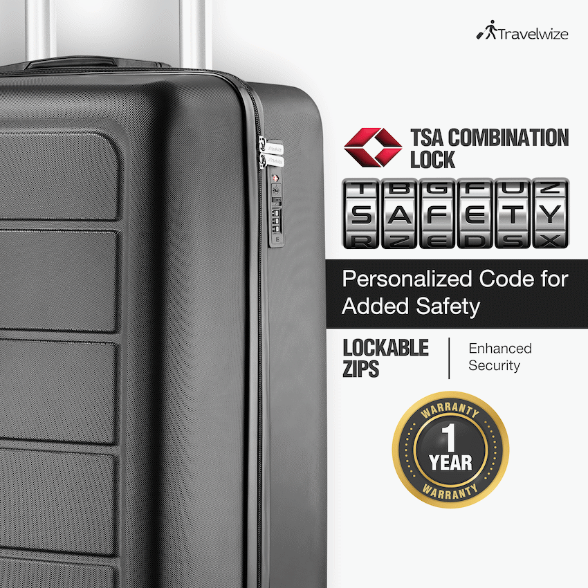 Travelwize Maple ABS 55cm 4-Wheel Spinner Luggage - Black