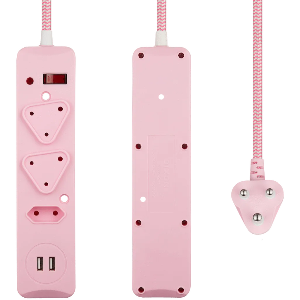 Switched 3-Way Surge-Protected Multiplug with Dual 2.4a USB Ports 3m Braided Cord