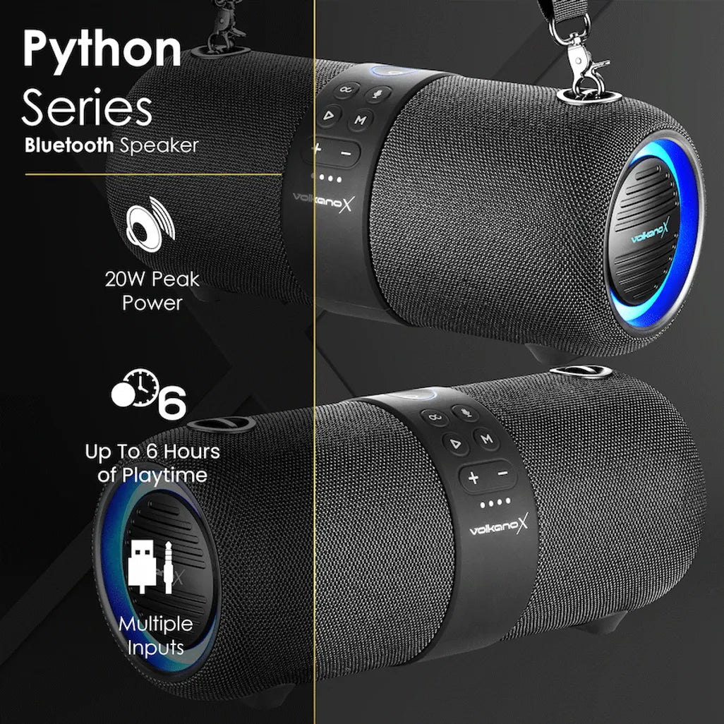 VolkanoX Python Series Bluetooth Speaker - Black