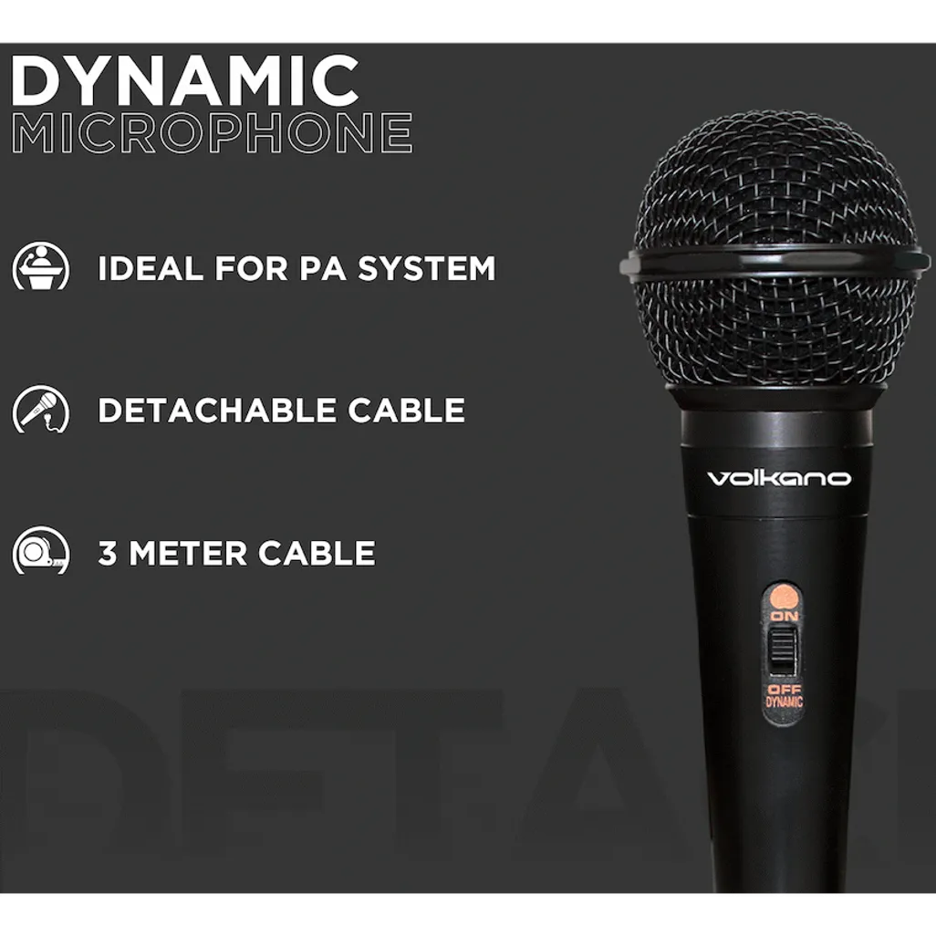 Volkano Ace Series Metal Wired Dynamic Vocal Microphone - Black
