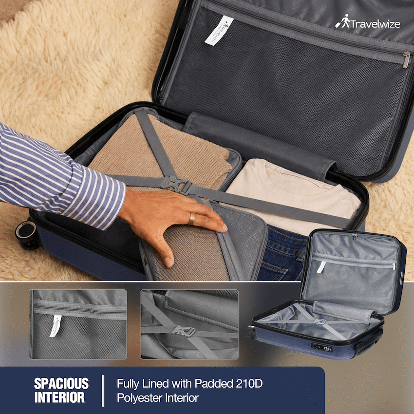 Travelwize Quartz PP 55cm 4-Wheel Spinner Luggage - Navy