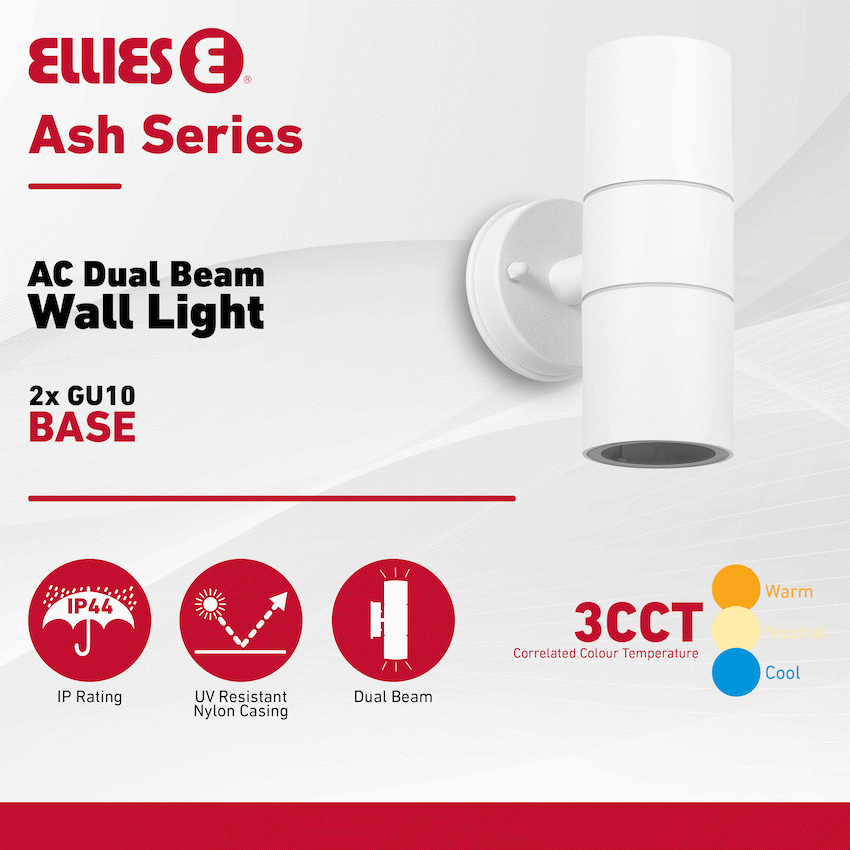 Ellies Ash Series AC dual beam wall light - Nylon Carbon Fiber - GU10 Base - WT