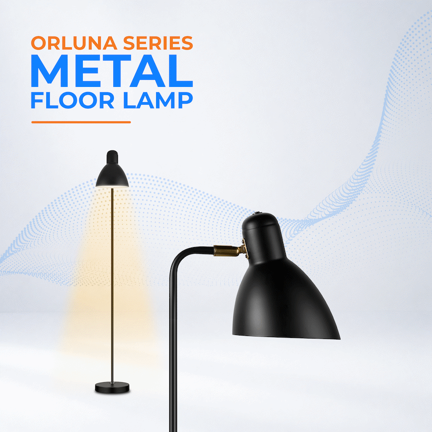Switched Orluna Series Metal Floor Lamp - Black