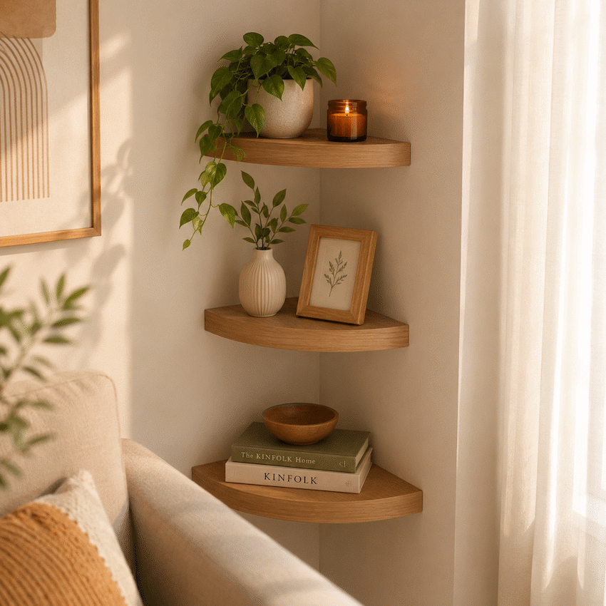 Everfurn Arched Floating Corner Wall Shelf