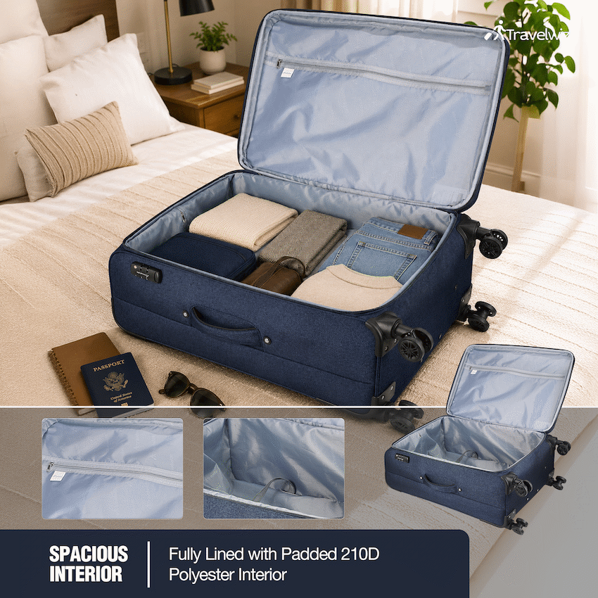 Travelwize Aurora 75cm 4-Wheel Spinner Trolley Case - Navy Melange