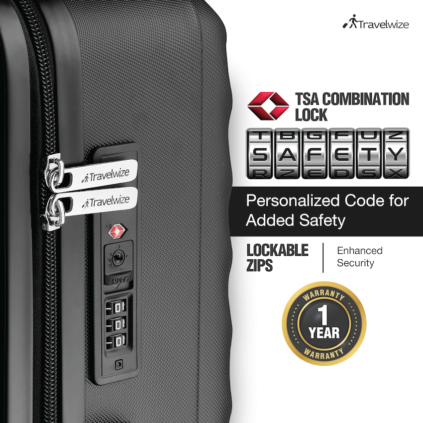 Travelwize Astra ABS 55cm 4-Wheel Spinner Luggage - Black