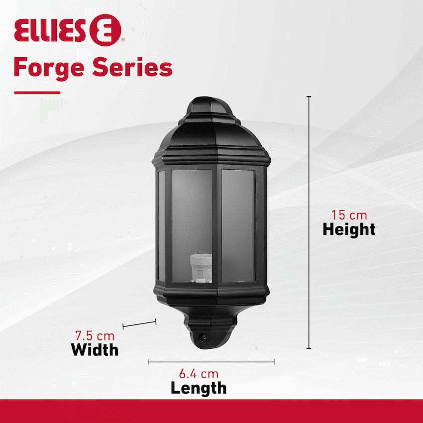 Ellies Forge Series - AC Wall Light - Aluminium + Glass - E27 Base -BK