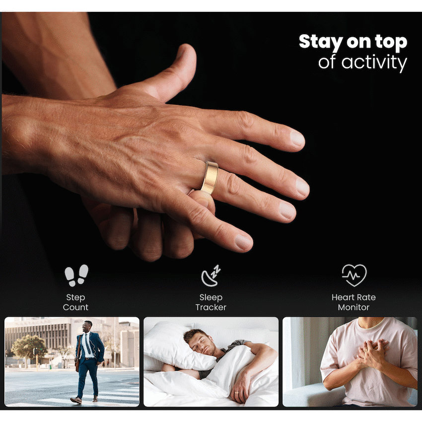 Volkano Ring Series Smart Ring with Charge Case - Black 20.8mm