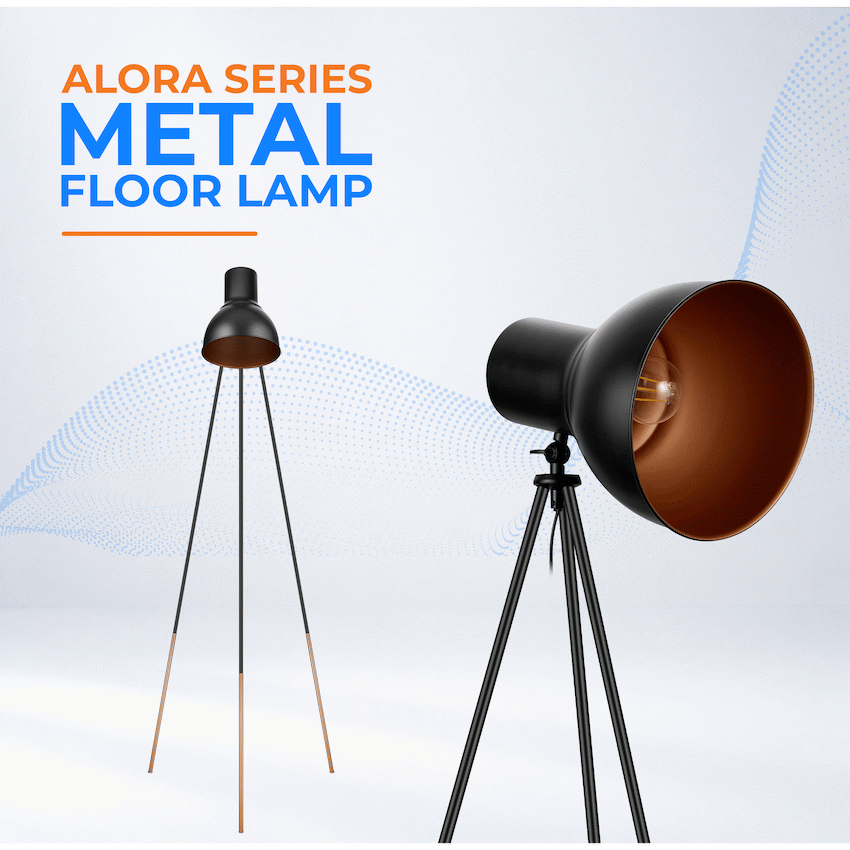 Switched Alora Series Metal Floor Lamp - Black
