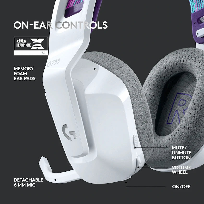 LOGITECH G733 WIRELESS LIGHTSPEED RGB GAMING HEADSET - WHITE