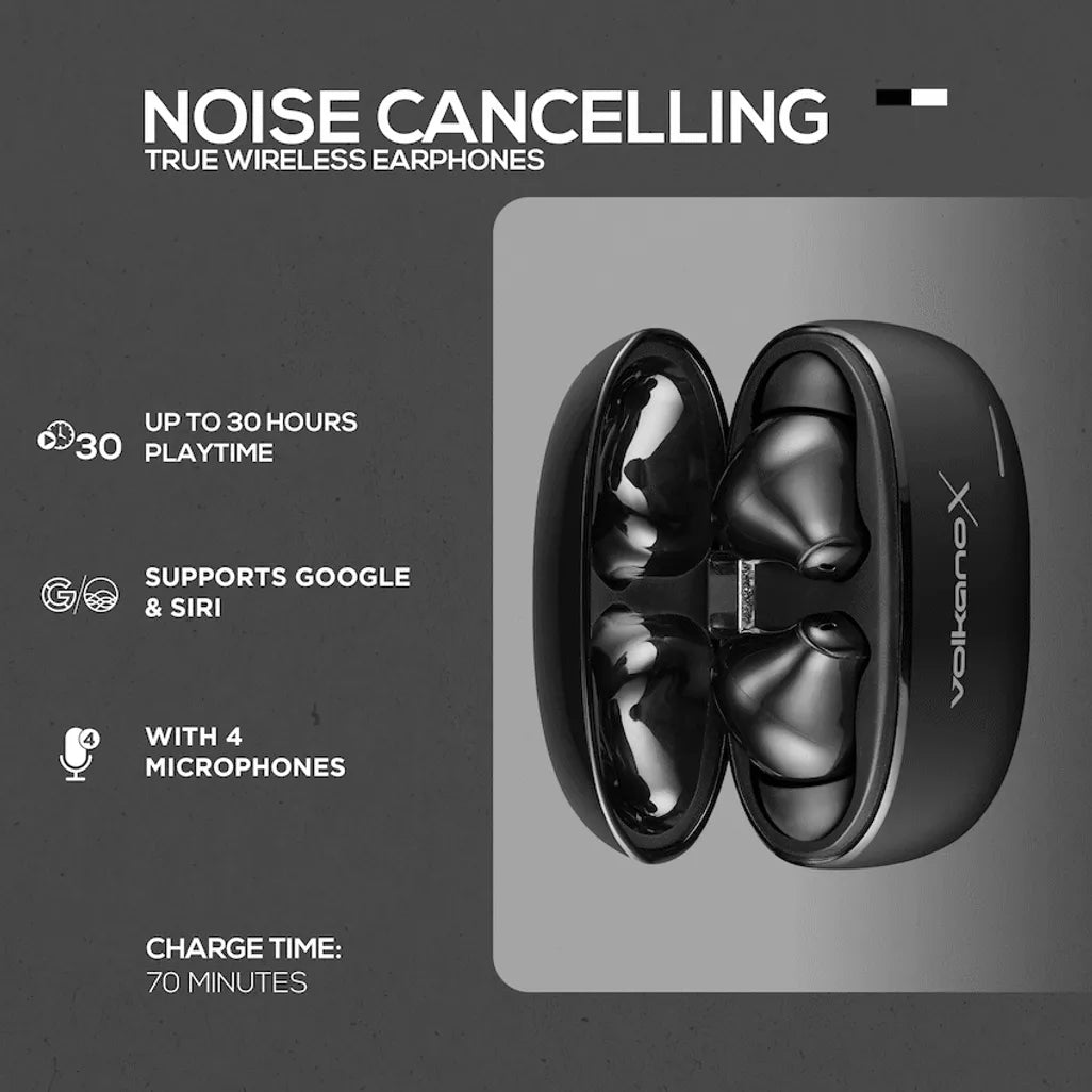 VolkanoX VXT200S Hybrid ANC TWS Earphones - Black