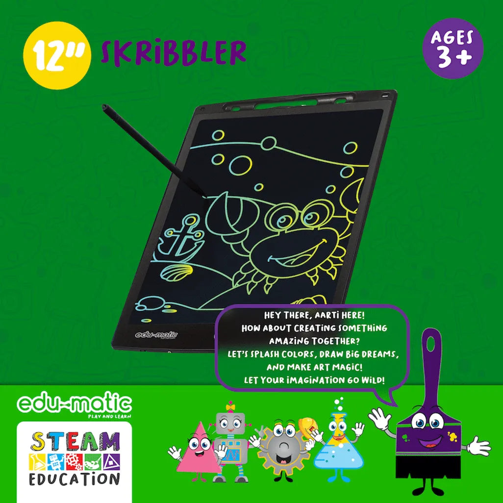 Edu-Matic Skribbler - 12in LCD Writing Tablet with 1 Delete Button