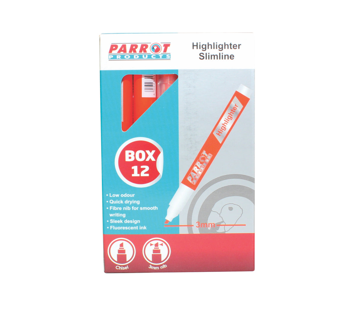 Highlighter Marker Slimline (Box of 12 - Orange)
