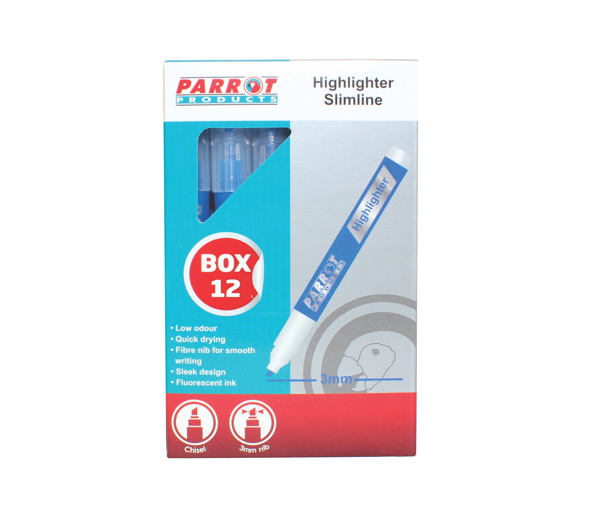 Highlighter Marker Slimline (Box of 12 - Blue)