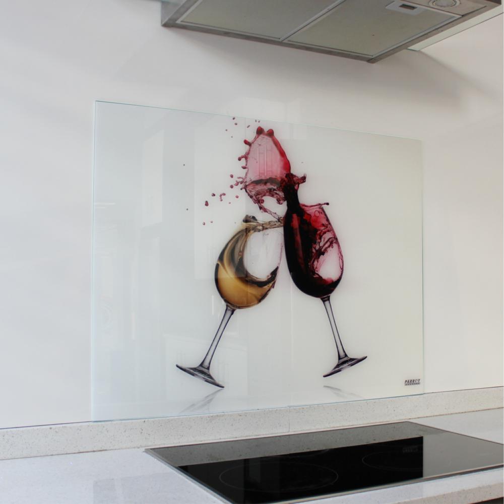 Decorative Glass Wall Tile (898 x 700 x 6mm) Wine Glasses