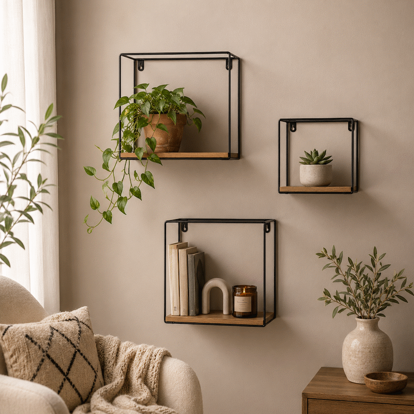 Everfurn Sarah Wall Shelves - Set of 3